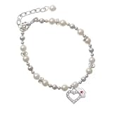 Small Swarovski Crystal Heart with Nurse Hat Czech Pearl Beaded Charm Bracelet