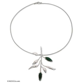 Chrysocolla brooch necklace, 'Radiant Dawn' by 