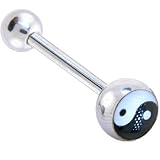 Larger YIN YANG SYMBOL Logo Barbell Tongue Ring