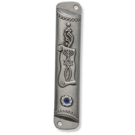 Messianic Seal Mezuzah, Silver Plated