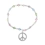 Multi-Colored Swarovski Elements Stretch Bracelet with Sterling Silver Peace-Sign Drop