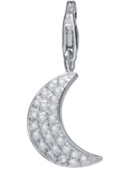 VINANI brand Germany 925 Sterling Silver Charm Pendant Half Moon Zirconia Stones Crescent HMO