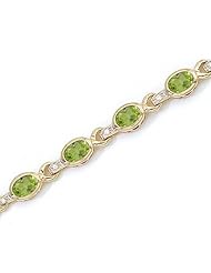 10K Yellow Gold Oval Peridot and Diamond Bracelet