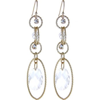 Gold Toned Clear CRYSTAL CIRCULAR DROP Earrings