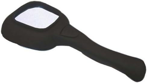 Lumagny | 4X LED Handheld Magnifier | 2"x2" Square Lens | Ergonomic Handle | 5 LEDs & UV Currency Light | Rubber-Coated Frame