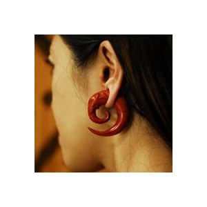 【クリックで詳細表示】0G ナチュラルウッド 像 スパイラル フック 天然素材 Elementals エレメンタル ブランドピアス ボディピアス(ボディーピアス)Organic