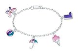 Childrens Sterling Silver and Diamond Charm Bracelet