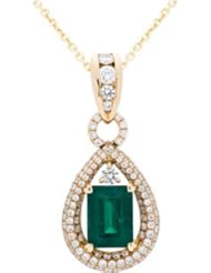 Colombian Emerald and Diamond Pendant in 18kt yellow gold
