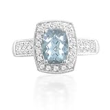 Aquamarine and Diamond Ring 1/4ctw