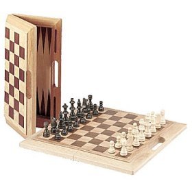 Deluxe Wooden Chess, Checkers and Backgammon Set (Oak) by CHH
