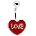 Red Enamel Heart LOVE Belly Ring
