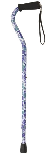 Duro-Med Aluminum Adjustable Cane with Offset Handle, Purple Flower