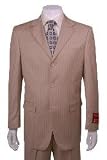 Men's Suit Tan Multi Stripe 3 Button Vented Wool with 1 Pleated Pants $295