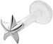 Starfish Lip Ring BioFlex BioPlastic Labret Stud 18g-16g-14g Tragus-Helix-Flat Back Cartilage Earring