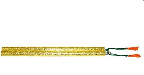 Trinkets Dandiya Handmade Golden Set of 2 Pcs Garba Dance Decorative Wooden Material Sticks Art