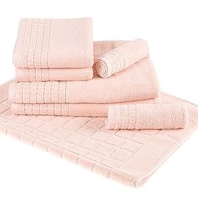 6pc Spa Towel Set with Bonus Rug, Peach by SmartBargains