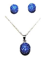 Give a gift with meaning. BIRTHSTONE FOR SEPTEMBER. 10mm 0.4 inch Dark Sapphire ball pendant necklace on 18 inch 46cm rolo cable chain with matching 8mm 0.31 inches stud earrings. Made using solid sterling silver 925 and swarovski crystals. For other Birthstones please type Decorum Jewellery into the search bar.