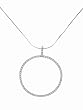 Sterling Silver CZ Lined Large Circle Pendant with Snake Chain