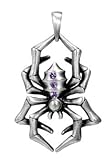 Spider Pendant with Amethyst CZ - Pewter - 1.5'' Height