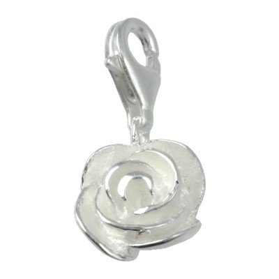 SilberDream 925 Sterling Silber Charm Rose Anhänger für Armband Kette Ohrring FC3118 Silber Charm