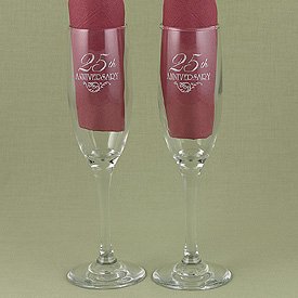 25th Anniversary Set of 2 Toasting Flutes