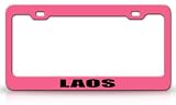LAOS Country Steel Auto License Plate Frame Tag Holder, Pink/Black