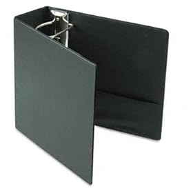 Recycled Leather Grain Vinyl EasyOpen Slant D-Ring Binder, 4 Capacity, Black