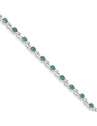 14K White Gold w/ Emerald Gemstone Bracelet