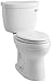 KOHLER K-3609-RA-0 Cimarron Comfort Height 1.28 Elongated Toilet with Class Five Technology and Right-Hand Trip Lever, Less Seat, White