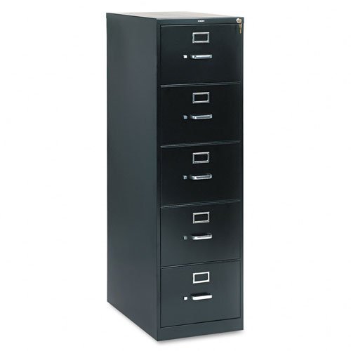 HON Products - HON - 310 Series Five-Drawer Full-Suspension File Legal 26-12 Deep Black - Sold As 1 Each - Commercial-grade files to meet your long-lasting needs - Spring-loaded follower block in each drawer keeps files upright and neat - High drawer side