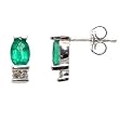 14K White Gold Emerald and Diamond Earrings