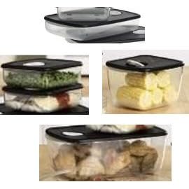 Tupperware 5 Pc Rock N Serve Set. Clear with Black Seals by Tupperware