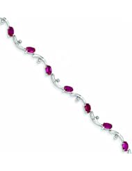 Genuine 14K White Gold White Gold With Diamond And Ruby Gemstone Bracelet 5 Grams Of Gold 100% Satisfaction Guaranteed.