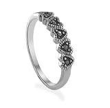 Sterling Silver Tiny Hearts Marcasite Band Ring