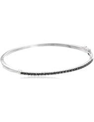 Silver Black Diamond Bangle Bracelet (0.25 cttw)