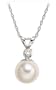 Freshwater Cultured Pearl 7.0-7.5mm Pendant w/Diamond (.05ctw), 18"