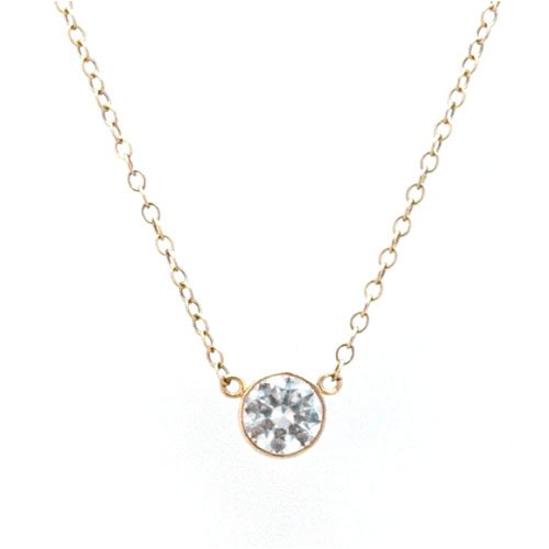 14K Gold Moissanite Solitaire Pendant