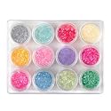 12 Colors Boxed Crushed Shell powder Nail Art Tip Decoration