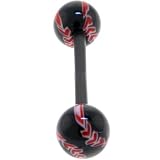 BIOPLAST Black BLAZING BASEBALL Barbell Tongue Ring