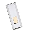 Sterling Silver Rectangular Money Clip w/ a 14k Yellow Gold Satin Finish Plaque