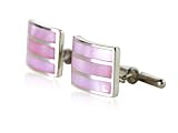 Women's Pink Mother of Pearl Sterling Silver Cufflinks with Presentation Box