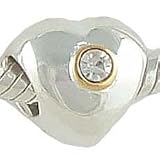 Sterling Silver & 14K PUFFY HEART with CZ Charm Bead fits Pandora Chamilia Biagi Charm Bracelet GIFT BOXED