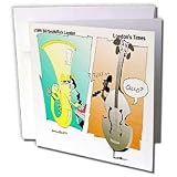 Londons Times Funny Music Cartoons - Musical Instrument Phone Calls - Greeting Cards-12 Greeting Cards with envelopes