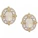 10KT Yellow Gold Stud Earrings Opal w/ Diamond Accents