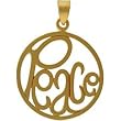 Round PEACE Word Pendant in Gold Vermeil, #8334