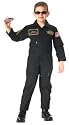 Jr. G.I. Kids Top Gun Flight Coverall W/Insignia Patches, Black, Large