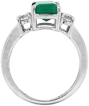 Emerald Cut Genuine Emerald Diamond Ring,14Kt White Gold-6