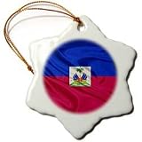 Haiti Flag - 3 Inch Snowflake Porcelain Ornament
