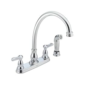 Delta Orleans 2457 Two Handle Kitchen Faucet with Spray, Chrome