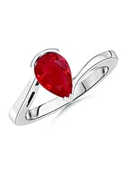 Pear Ruby Bypass Ring in 14k White Gold